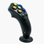 Multifunktions joystickhandtag med knappar och tumhjul